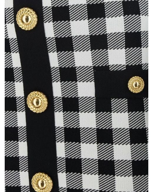 Balmain White Checked Knit Dress