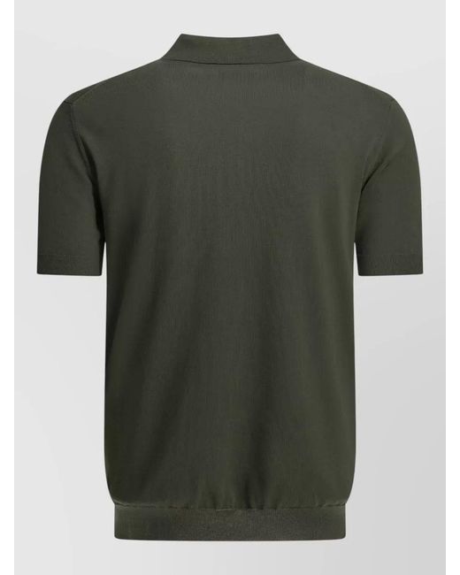 Baracuta Green Polo Collar Shirt Ribbed Cuffs Short Sleeves for men