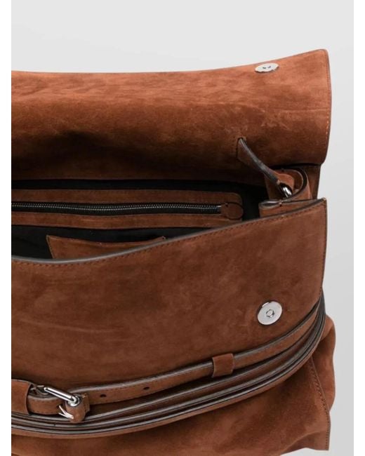 Moschino Brown Shoulder Bag Suede Finish Belt Detail