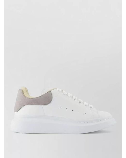 McQueen White Oversized Leather Sneakers Contrast Heel Tab for men