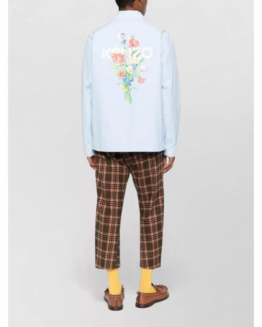 KENZO White Floral Print Single Breasted Coat for men