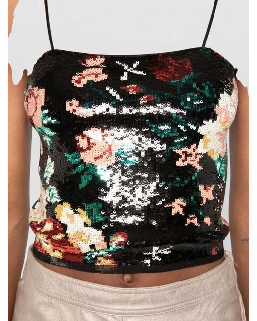 Forte_forte Gray Sequined Floral-Print Bralette Top