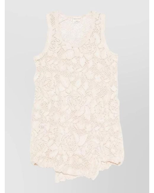 Comme des Garçons Natural Lace Floral Sleeveless Dress Round Neck