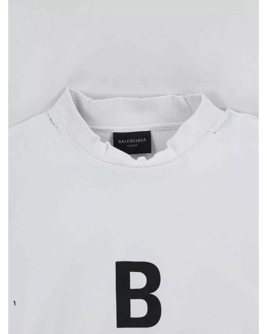 Balenciaga White Cotton Oversized Printed T-Shirt