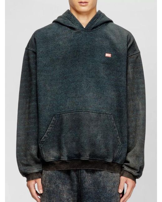 DIESEL Green Hooded Sweatshirt Kai Kangaroo Pocket for men