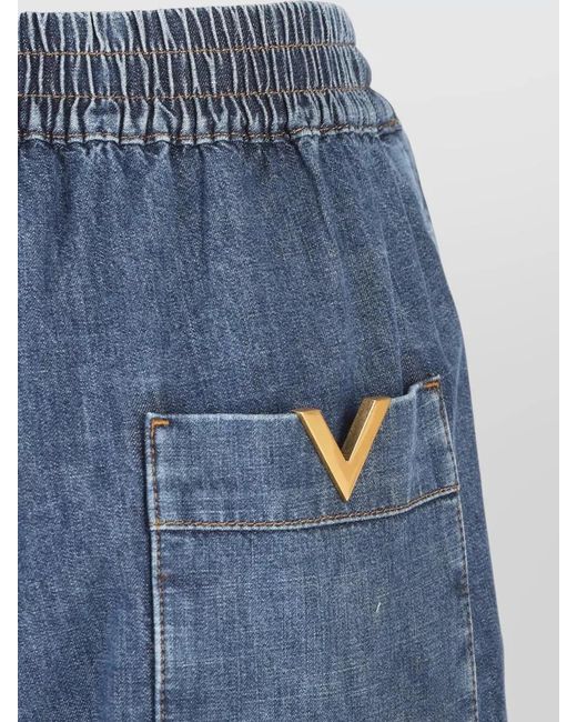 Valentino Blue Denim Wide-Leg Trousers