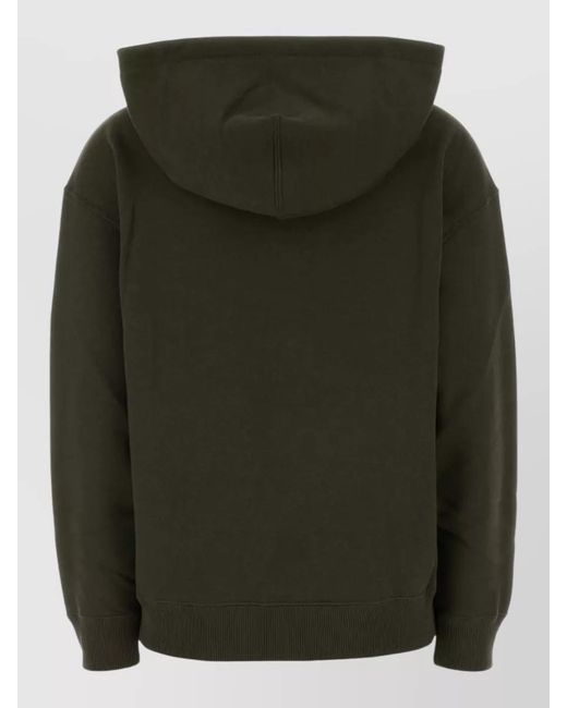 Jil Sander Green Cotton Hooded Sweatshirt Long Sleeves Drawstring