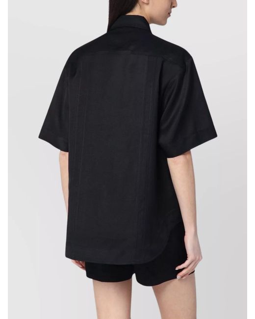 Loulou de Saison Black Viscose Linen Shirt