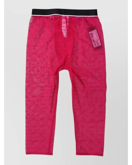 Dolce & Gabbana Red Logo-Print Cropped Tights