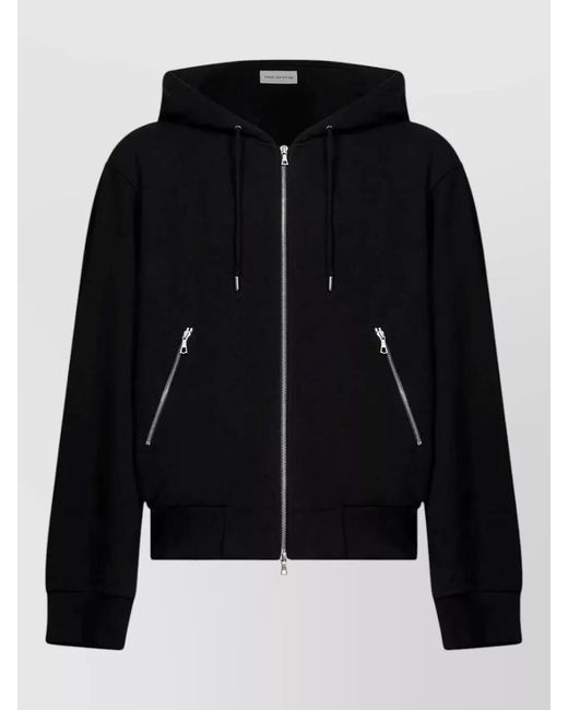 Dries Van Noten Black Cotton Oversized Zip Up Hooded Jacket for men