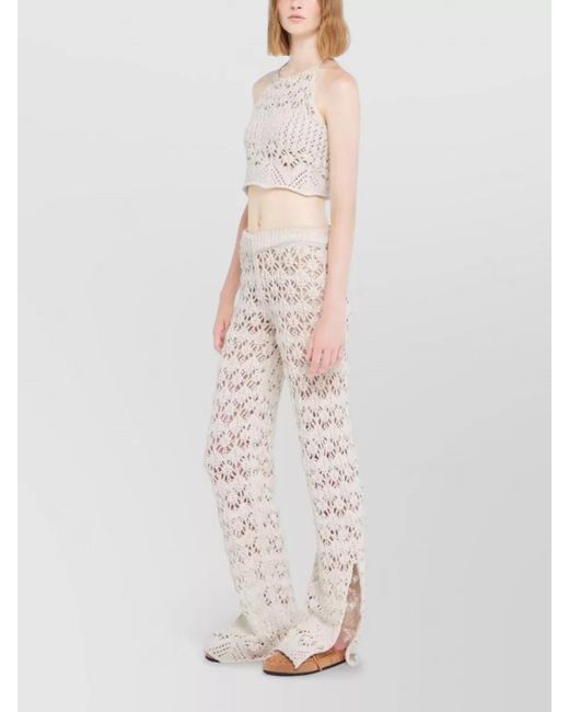 Alanui White Floral-Print Flared Trousers