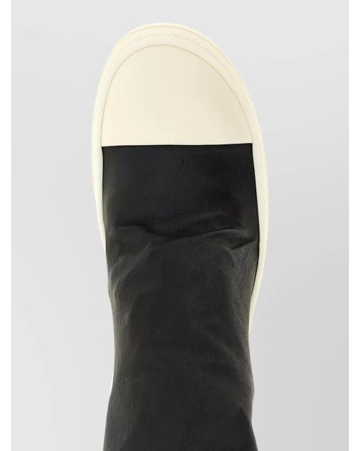 Rick Owens Black Over The Knee Leather Stretch Sneakers