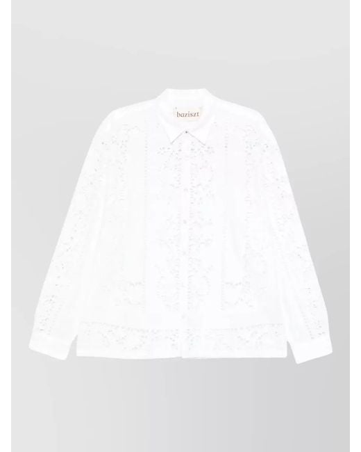 BAZISZT White Embroidered Shirt for men