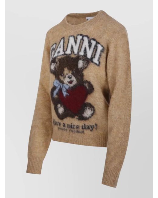 Ganni Multicolor Ribbed Jacquard Wool Sweater