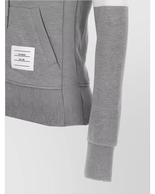Thom Browne Gray Cotton Zip-Up Hoodie