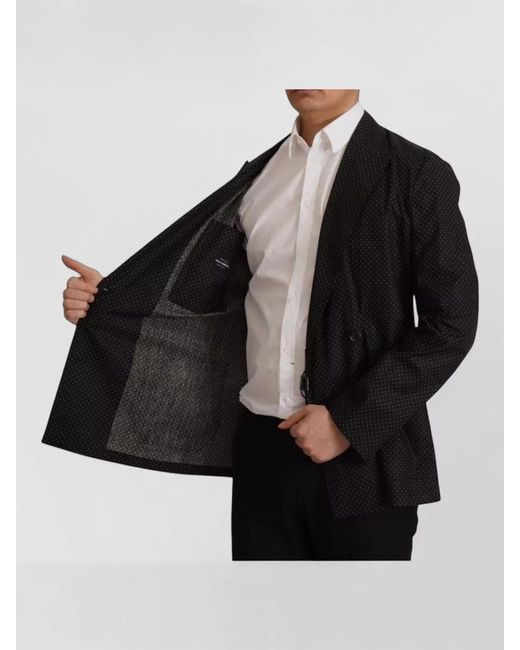 Dolce & Gabbana Black Cotton Polka-Dot Double-Breasted Blazer for men
