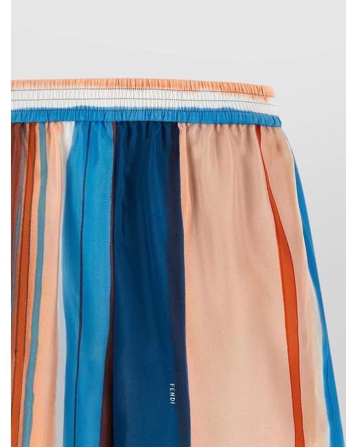 Fendi Blue Venetian Stripes Relaxed Fit Lightweight Shorts