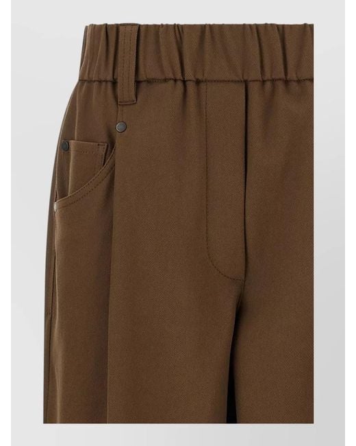 Brunello Cucinelli Brown Stretch Cotton Mid-Rise Tapered Tailored Trousers