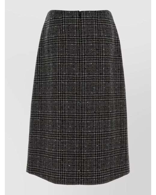 Fendi Black Embroidered Tweed High-Rise Skirt