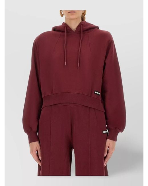 ROTATE BIRGER CHRISTENSEN Red Cropped Cotton Hoodie