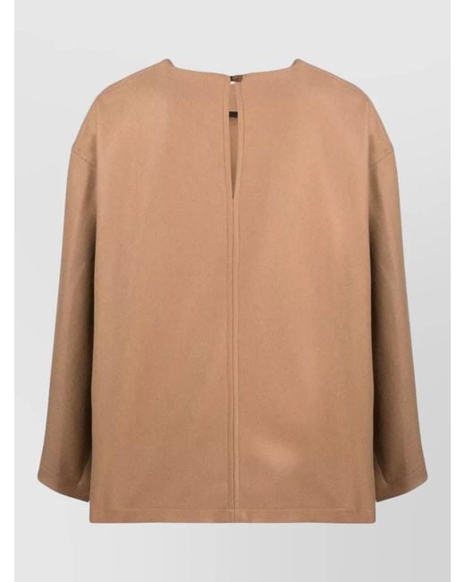 Erika Cavallini Semi Couture Natural Wool Blend Terry-Effect Long-Sleeve Blouse
