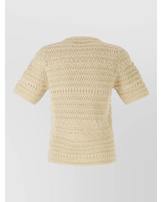 Fabiana Filippi Natural Crochet Knitwear Top Round Neck Short Sleeves
