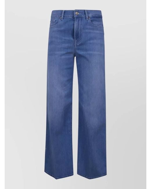 7 For All Mankind Blue Lotta Uncle Cropped Jeans Wide Leg