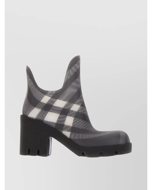 Burberry Gray Rubber Printed Ankle Boots