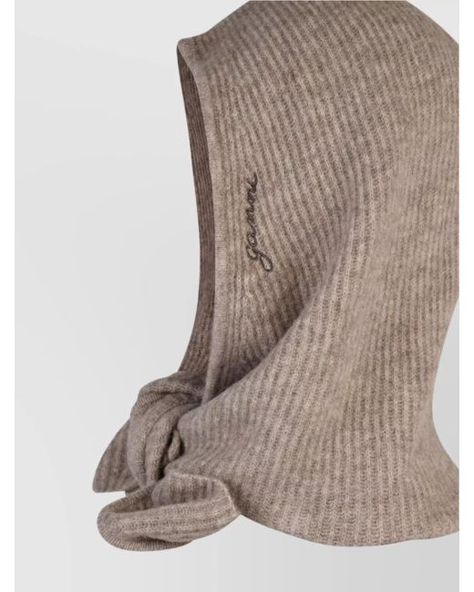 Ganni Black Ribbed Wool Balaclava
