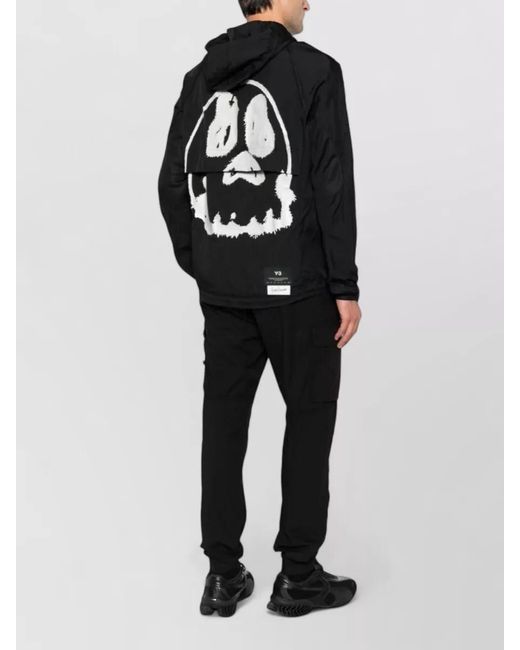 Y-3 Black Printed Padded Jacket for men