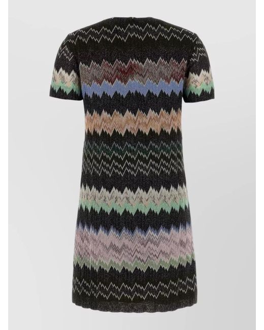 Missoni Black Viscose Blend Chevron Knit Dress