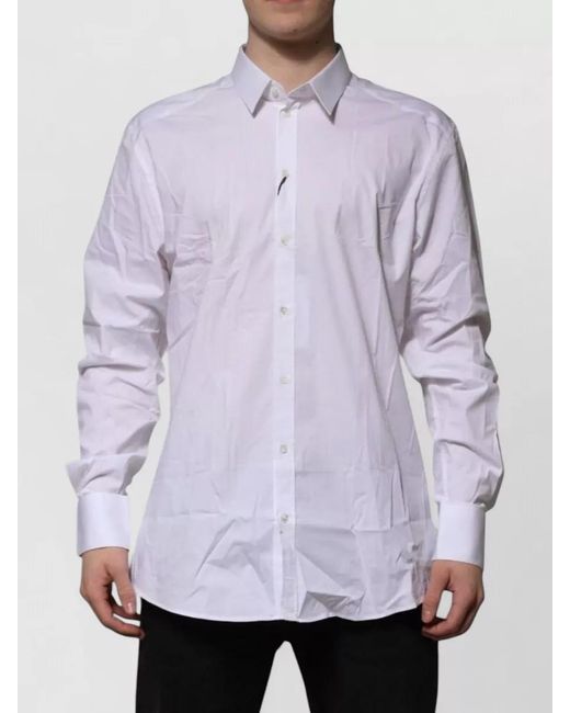 Dolce & Gabbana Purple Cotton Long Sleeve Formal Shirt for men