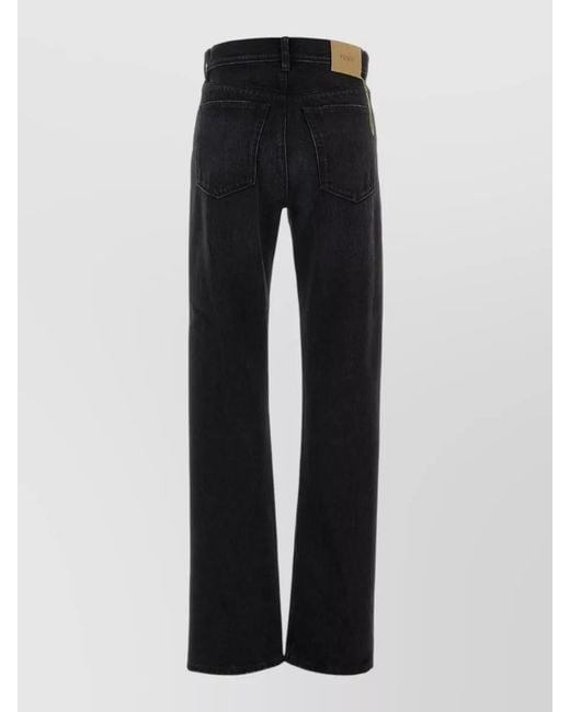 Fendi Black High Rise Wide Leg Denim Jeans for men