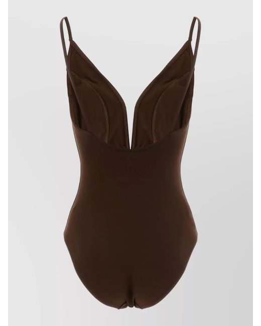 Eres Brown V-Neck One-Piece Swimsuit