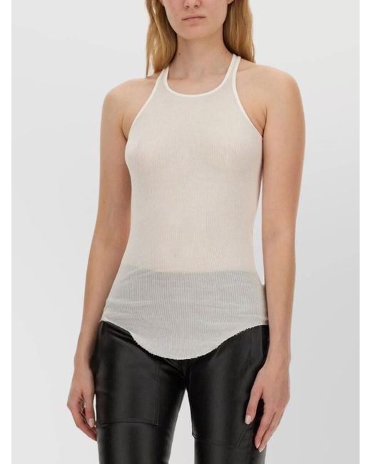Rick Owens White Silk Slim-Fit Tank Top