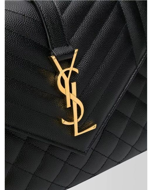 Saint Laurent Black Envelope Medium Leather Shoulder Bag