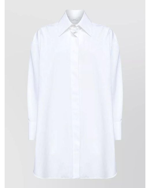 Givenchy White Cotton Shirt Asymmetric Hemline Long Sleeves Buttoned Cuffs