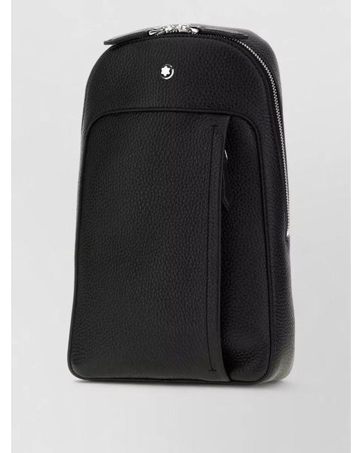 Montblanc Black Leather Crossbody Backpack Adjustable Straps for men