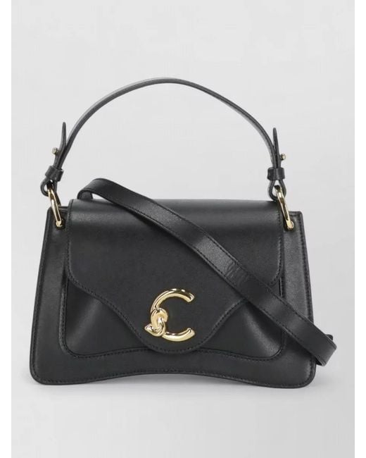 Coccinelle Black Pebbled Leather Crossbody Bag Top Handle