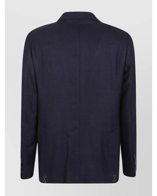 Eleventy Blue Wool Silk Linen Slim-Fit Single-Breasted Suit for men