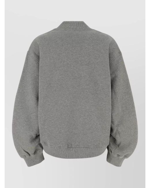The Attico Gray Cotton V-Neck Loose-Fit Sweatshirt