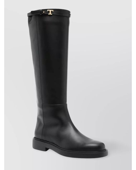 Tod's Black Leather Knee-High Boots