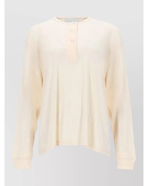 Studio Nicholson Natural Knit Henley Top Rutas Long Sleeves