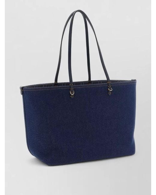 Fendi Blue Roll Medium Tote Bag Double Handles