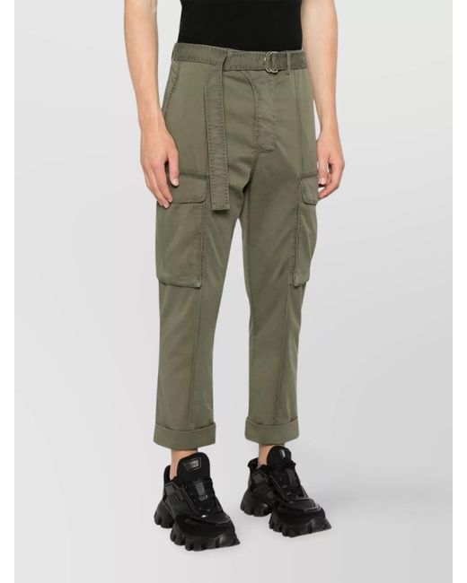 Balmain Green Straight-Leg Cropped Trousers for men