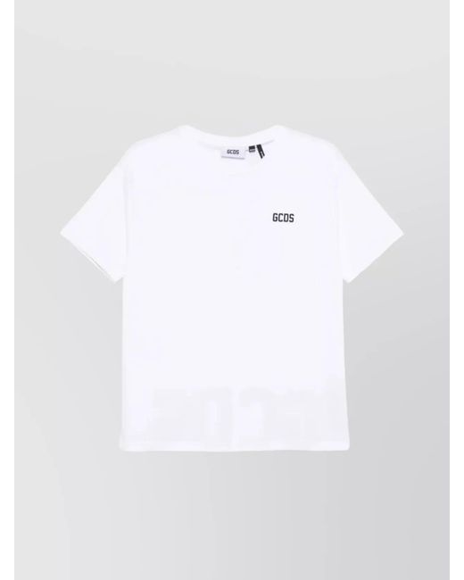 Gcds White Regular Fit Logo T-Shirt With Rubber Detail for men