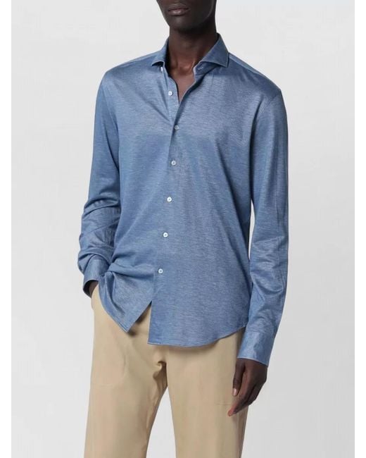 Xacus Blue Shirt Button Down Collar Long Sleeves for men
