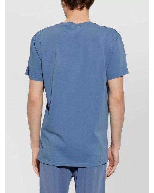 Moschino Blue Crew Neck Short Sleeve Nylon Silk Shirt for men