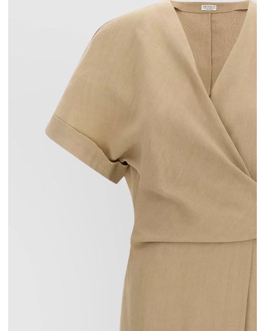 Brunello Cucinelli Natural Wrap Midi Dress