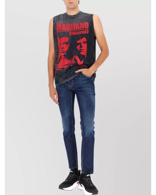 DSquared² Blue Cotton Tank Top for men